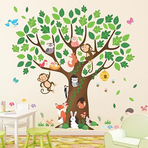 DECOWALL SG-2211 - Calcomanías de pared de árbol gigante para habitación de los niños, cuarto de bebé, despegar y pegar, extraíbles para dormitorio,