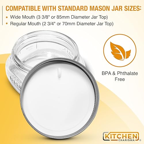 Miniatura 2 de Kitchen Charisma - Sellos de silicona para tarros Mason de boca ancha junta de repuesto a prueba de fugas color blanco hermético para bola Kerr