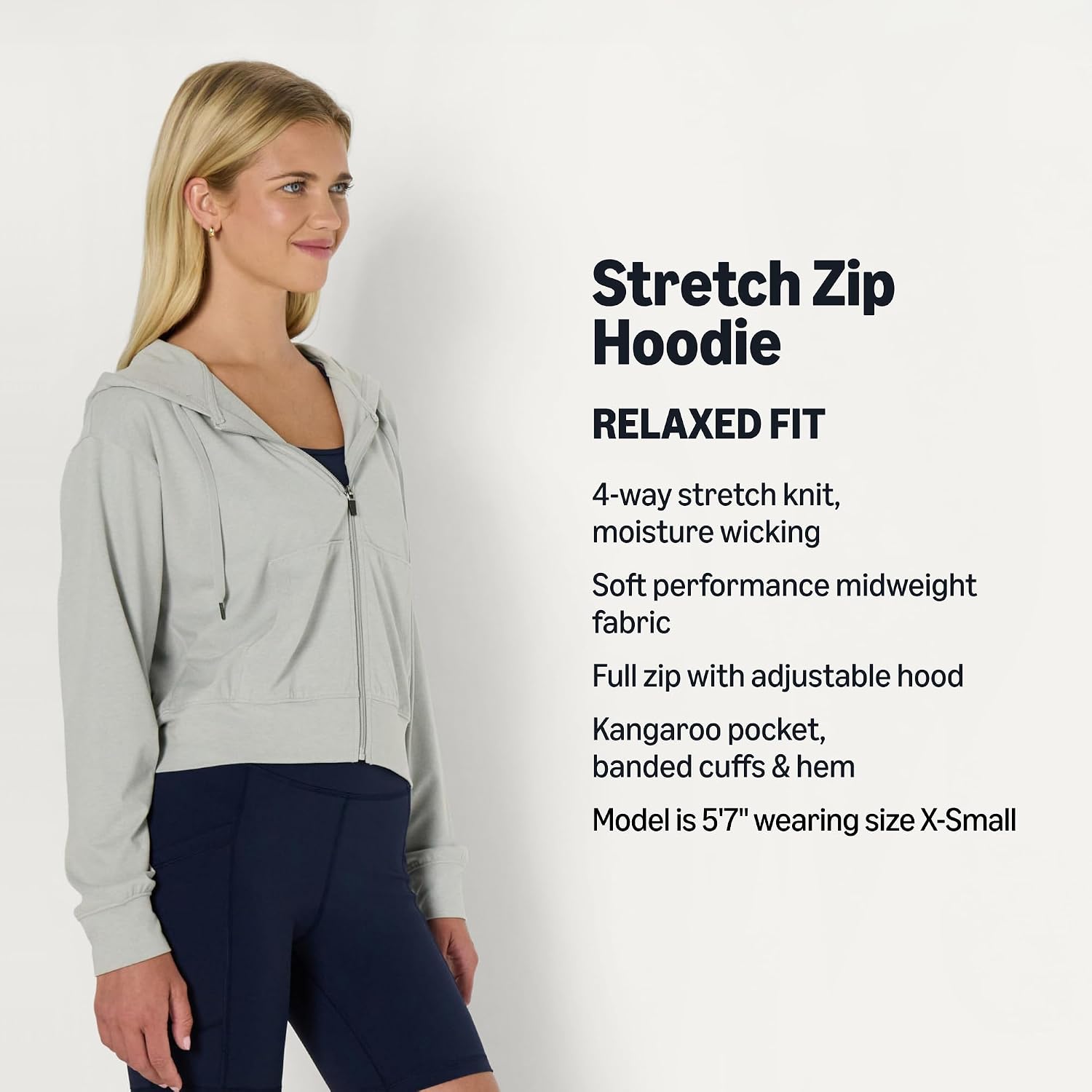 Amazon Essentials Women's Athletic Soft Performance Lightweight Cropped Zip Up Workout Hoodie image 2