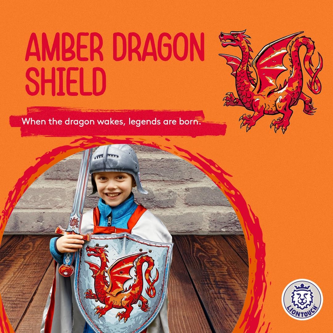 Liontouch Amber Dragon Knight Shield | Medieval Pretend Play Foam Toy for Children Ready for Adventures in The Kingdom | Safe Weapons & Battle Armor for Kid’s Dress Up, Roleplay & Royal Costumes - Image 2