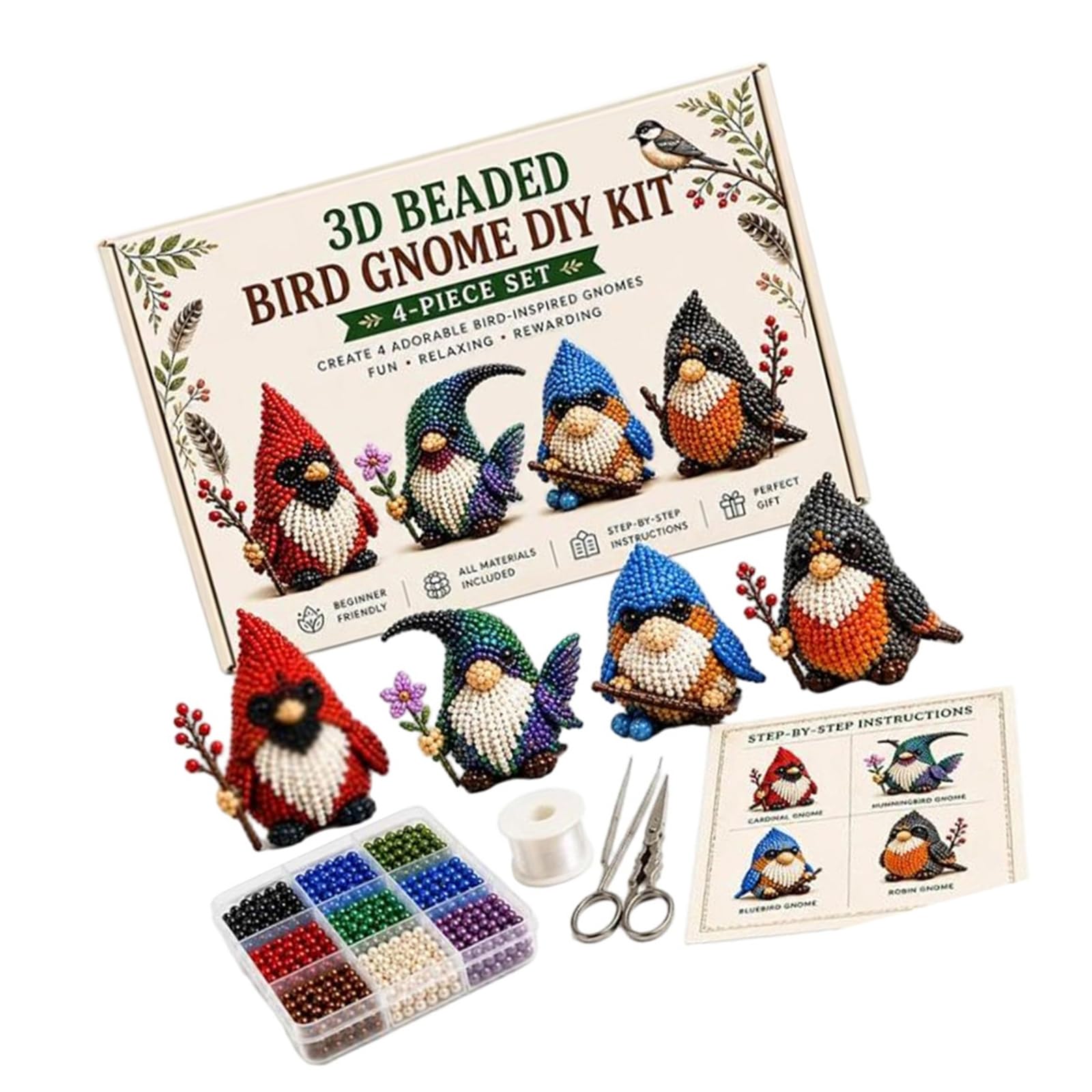 Kaeltsyn Holiday Craft Activity Set, 3D Beaded Figure Project for Shared Crafting and Tabletop Display Decor At Home Use Decors