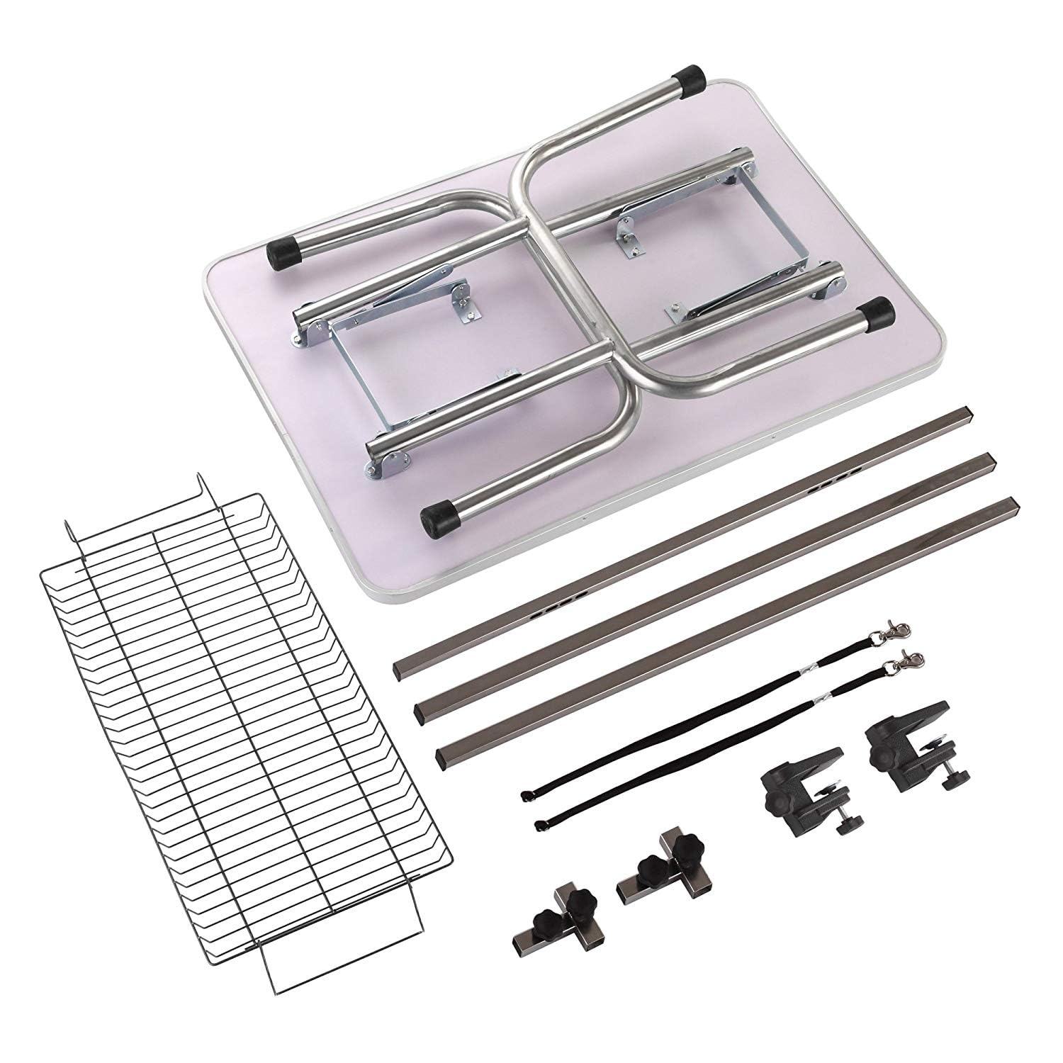 Table d'entretien Pliante pour Chiens/Chats/Animaux domestiques Tige réglable 2 Sangles Panier de Stockage et capacité antidérapante de Surface de Travail Plus Large 100kg (Noir,90 * 60 * 76)