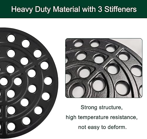 Miniatura 3 de Rejilla de fuego redonda de hierro fundido de 9 pulgadas, placa de carbón de alto calor para parrilla de fuego de huevos verdes grandes, piezas de