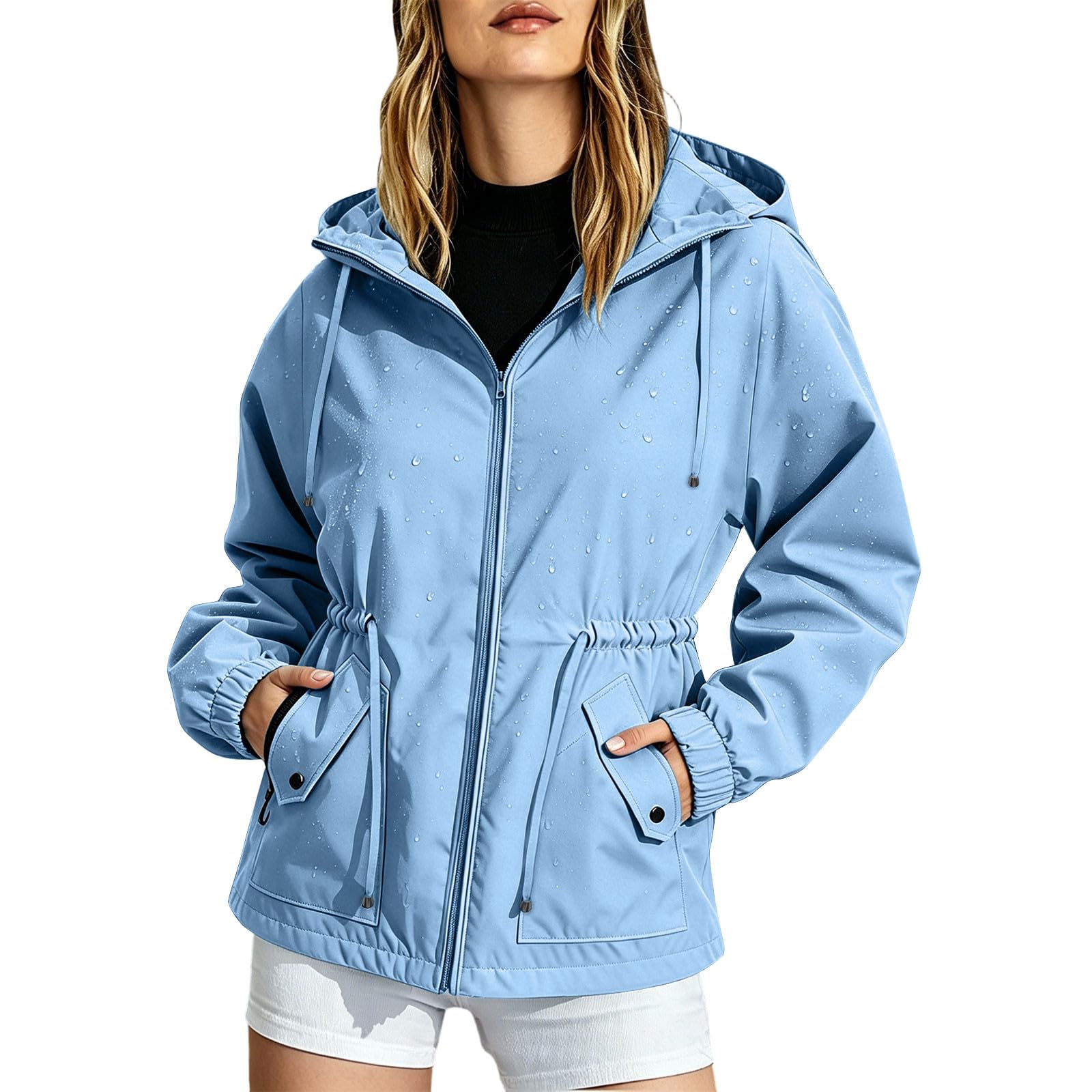 Chaqueta impermeable ligera de mujer que soluciona los cambios de clima y viento exterior 8