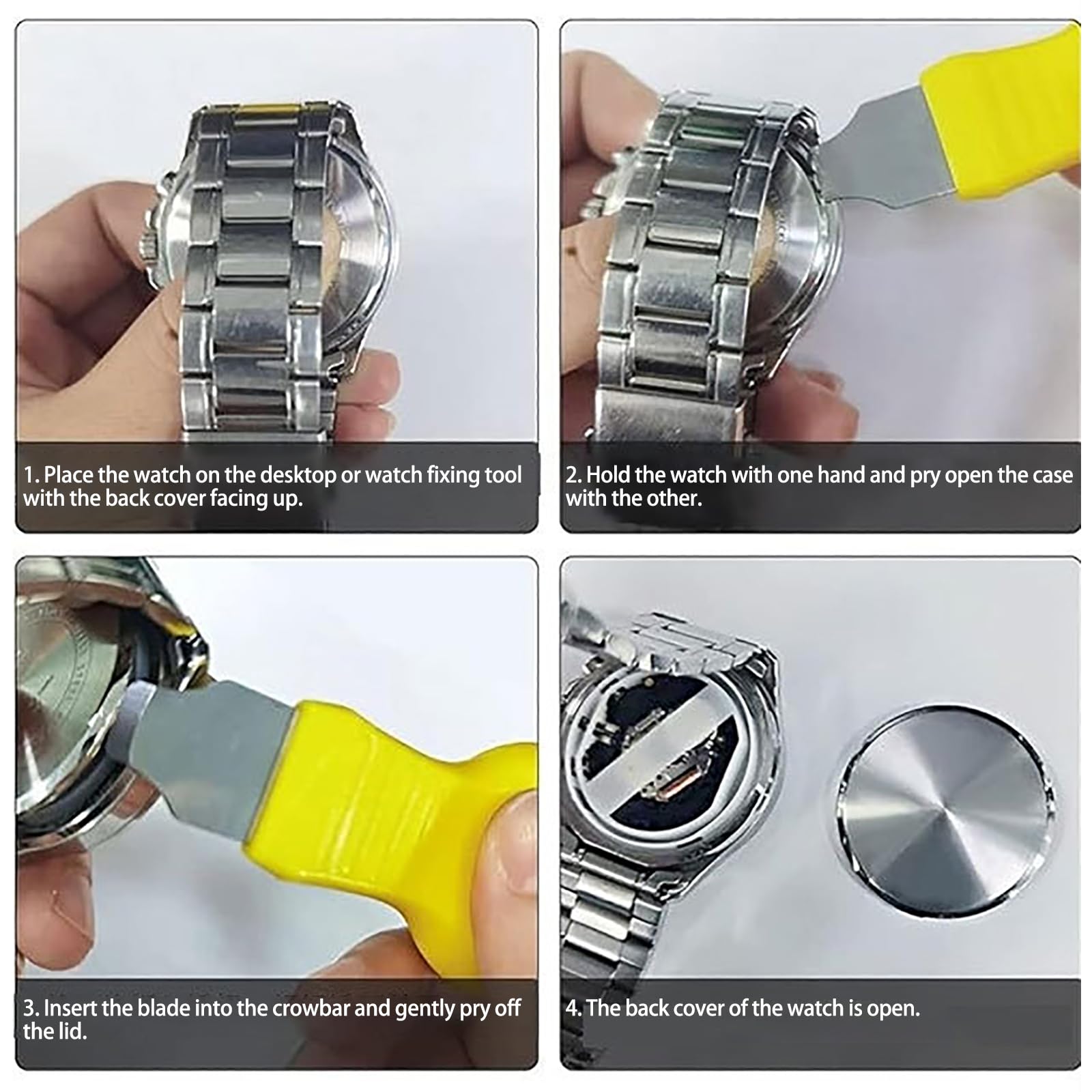 Juego de 5 Herramientas Profesionales para Abrir Relojes, para Quitar la Parte Trasera del Reloj, adecuadas para técnicos de reparación de Relojes, Aficionados y talleres de reparación de(