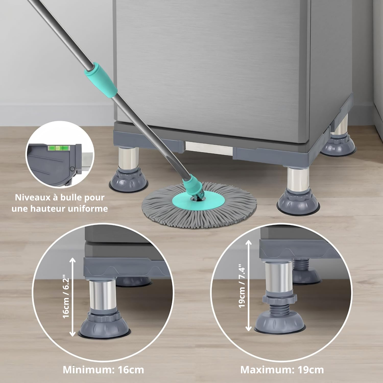 Winter Shore Support Lave Linge & Appareils Electroménagers, Blanc | Rehausseur Cuisiniere, Sèche-linge Universel, Socle Machine à Laver Surelevee Robuste, Pieds en Acier Solides & Antidérapants