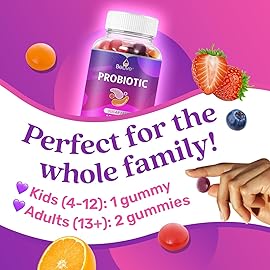BeLive Probiotic Gummies - Probiotics with 5 Billion CFUs for Digestive Health, Men, Women & Kids - for Immune Support, Sugar Free & Vegan | 60 Ct - Blueberry, Strawberry & Orange