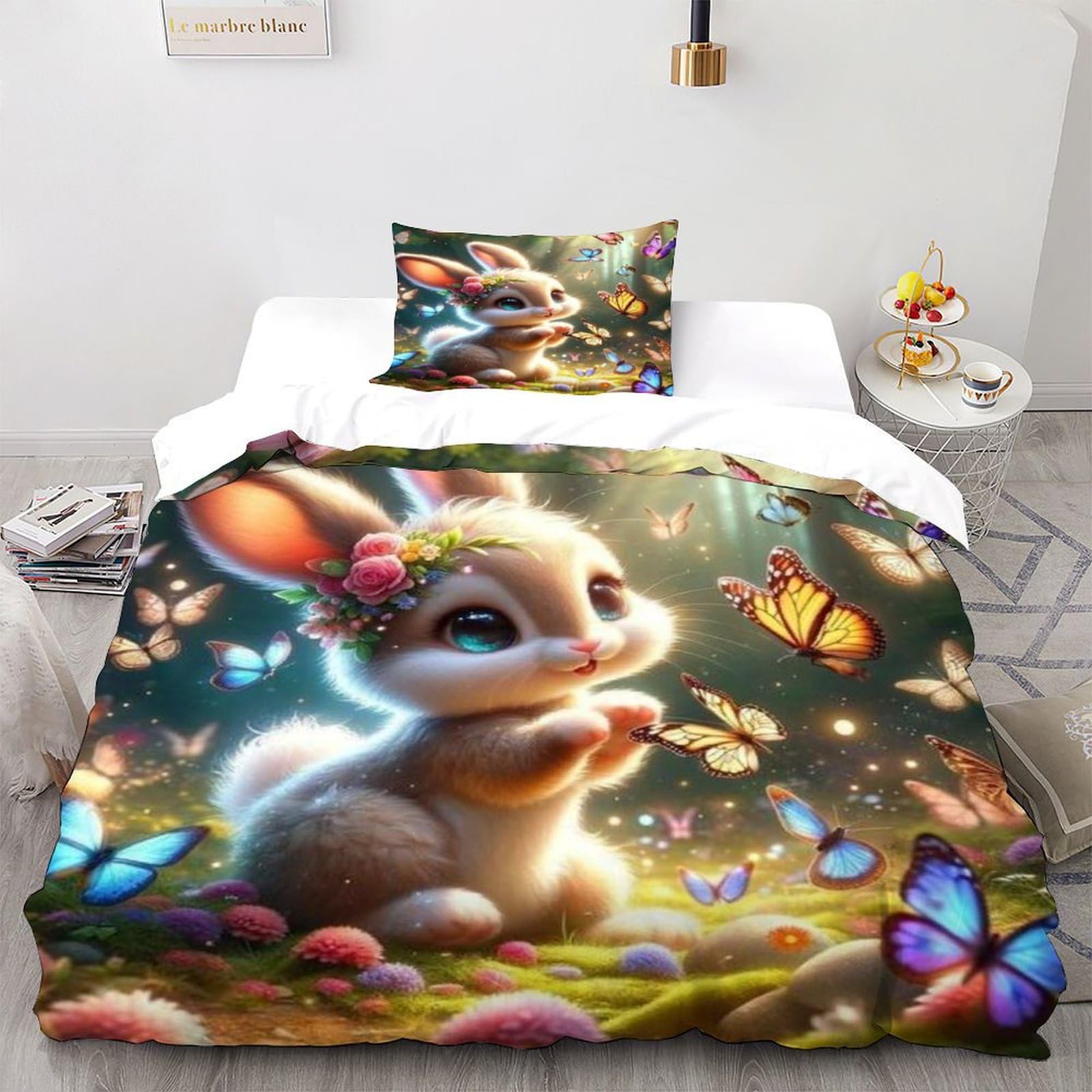 Parure de lit animal pour chambre d'enfant housse de couette microfibre douce 135x200