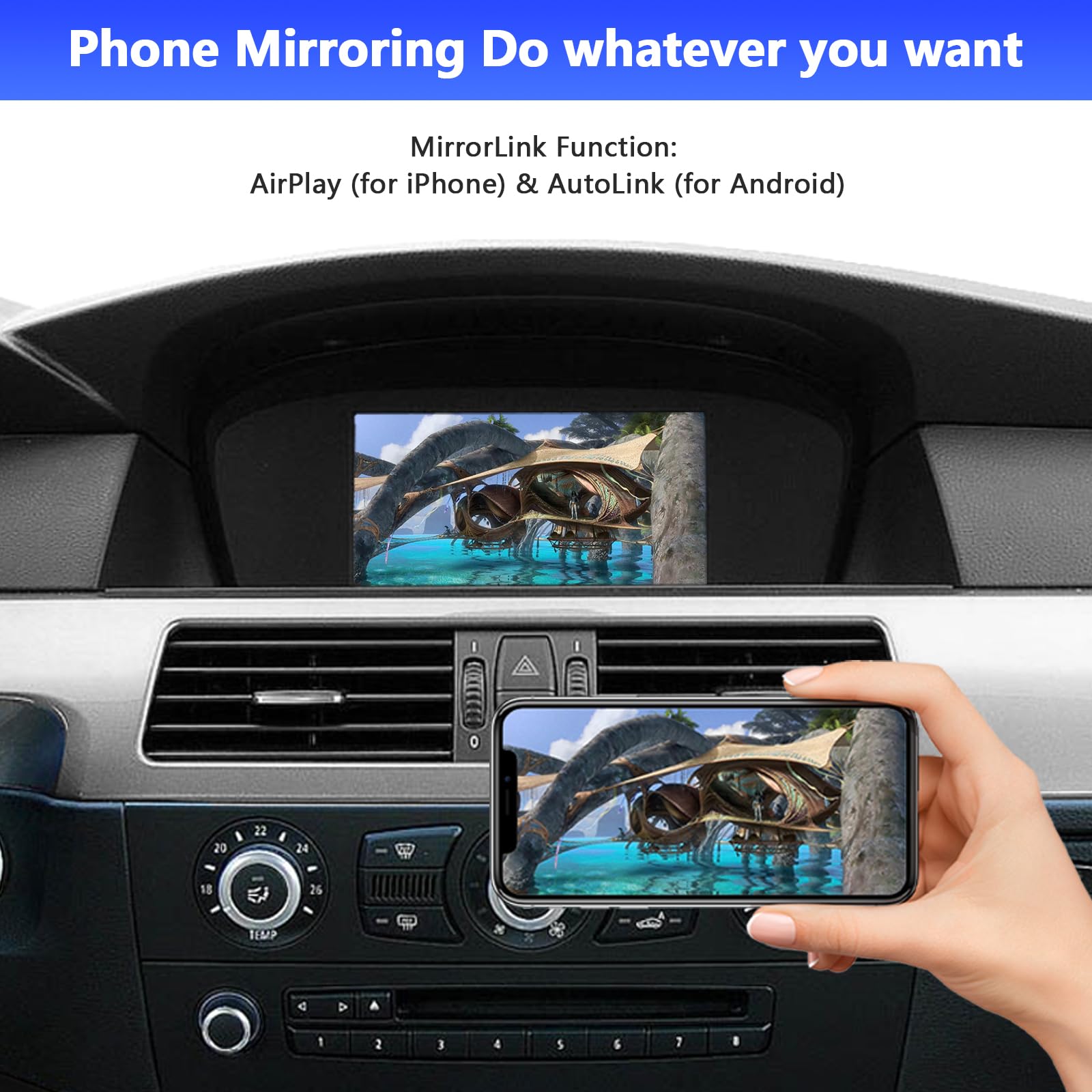 Road Top Module CarPlay sans Fil pour BMW avec CIC système | 1 3 5 6 7 série X1 X3 X5 X6 2008-2012 année, Android Auto sans Fil, Interface Décodeur CarPlay, MirrorLink, Navigation