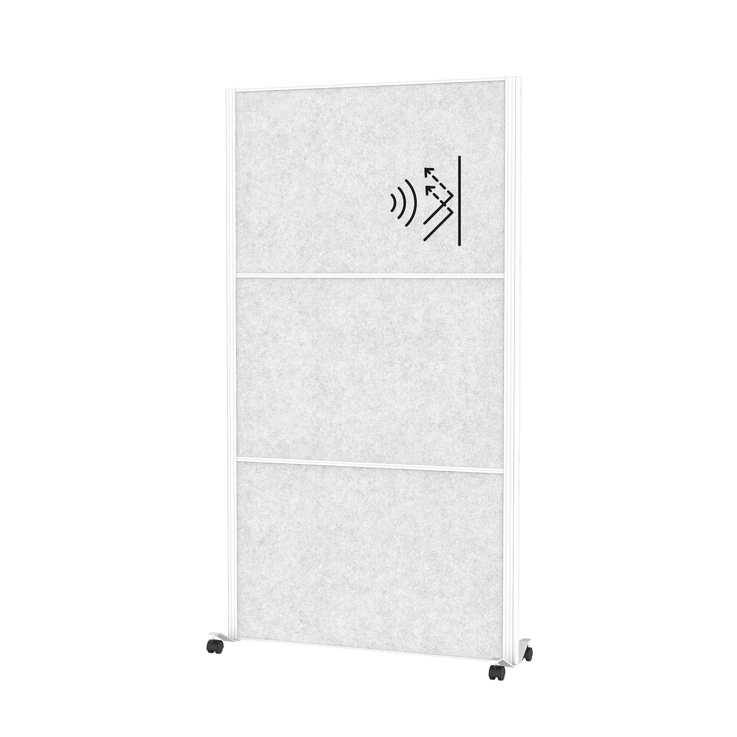 MAUL Akustik-Trennwand MAULconnecto Uplight mit LED-Lichtleiste, 180 x 100 cm, freistehender Raumtrenner mit Rollen