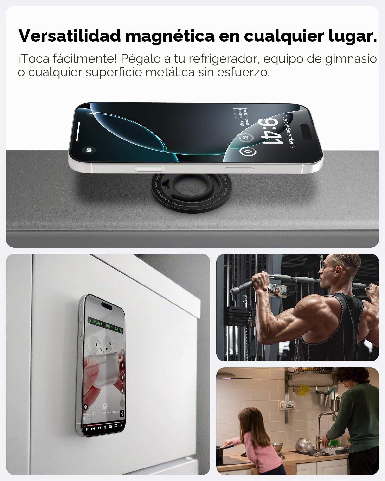 Spigen Dual Pop MagFit Slim Anillo Magnético Compatible con Accesorio MagSafe, iPhone 17 17e 16 15 14 13 12 y Fundas MagSafe para Pixel 10 XL Fold y Samsung Galaxy S26 Ultra - Gris Mármol