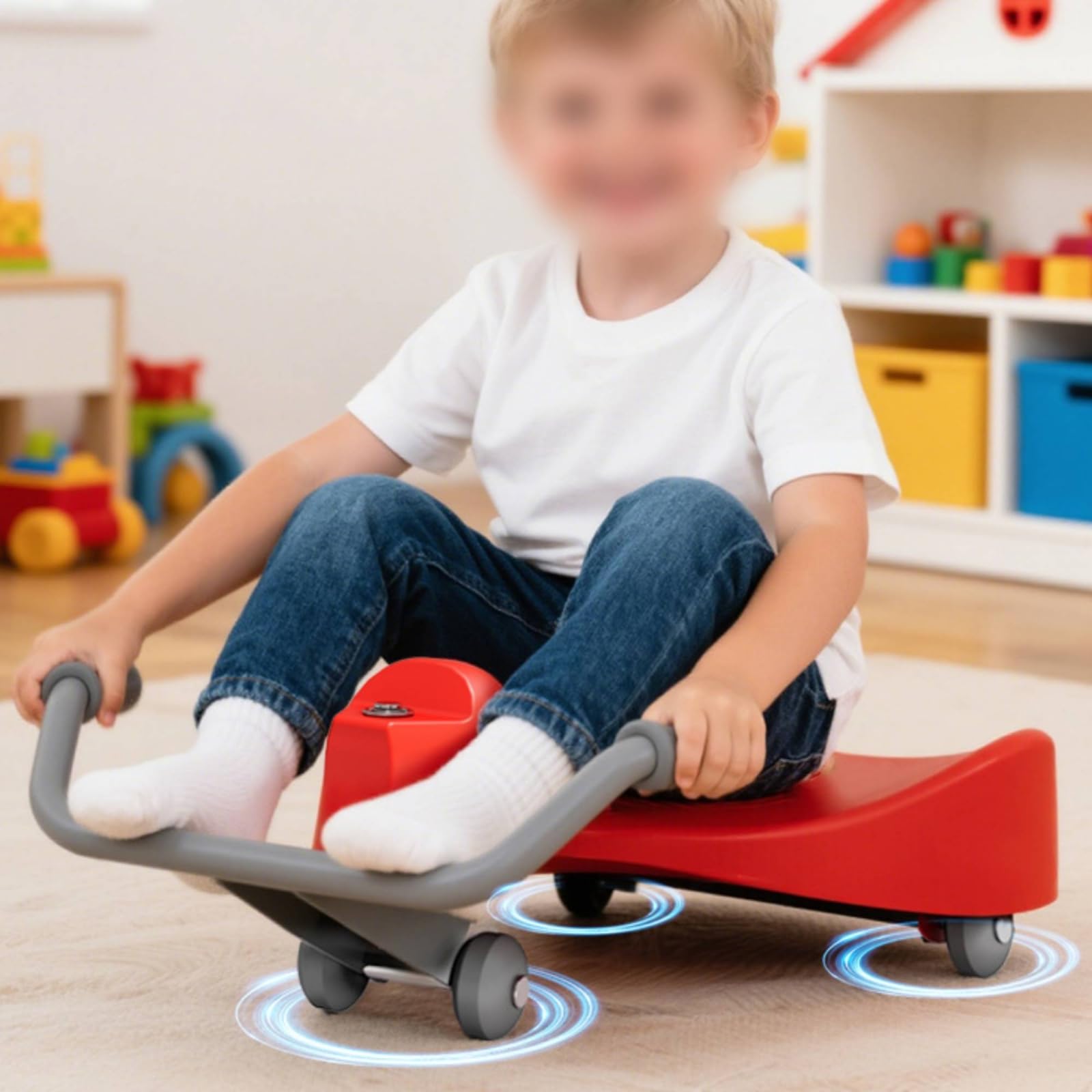 Correpasillos con Manillar Estable Juguete para Tirar con Ruedas Ergonómico Vagón para, Interiores, Casa, Aula, Rojo