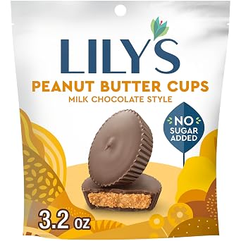 LILYS Milk Chocolate Style Peanut Butter Cups No Sugar Added, Sweets Bag, 3.2 oz