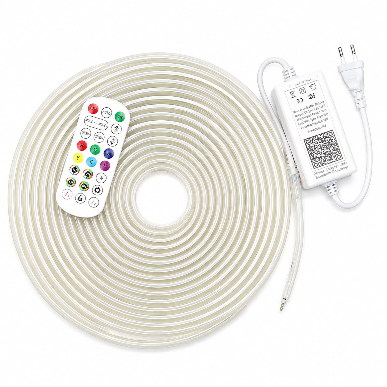 Jandei - Kit Tira Led 10metros 24Vdc RGBIC con Controlador 220Vac y Mando, 600 Leds. IP65 Ideal Exteriores
