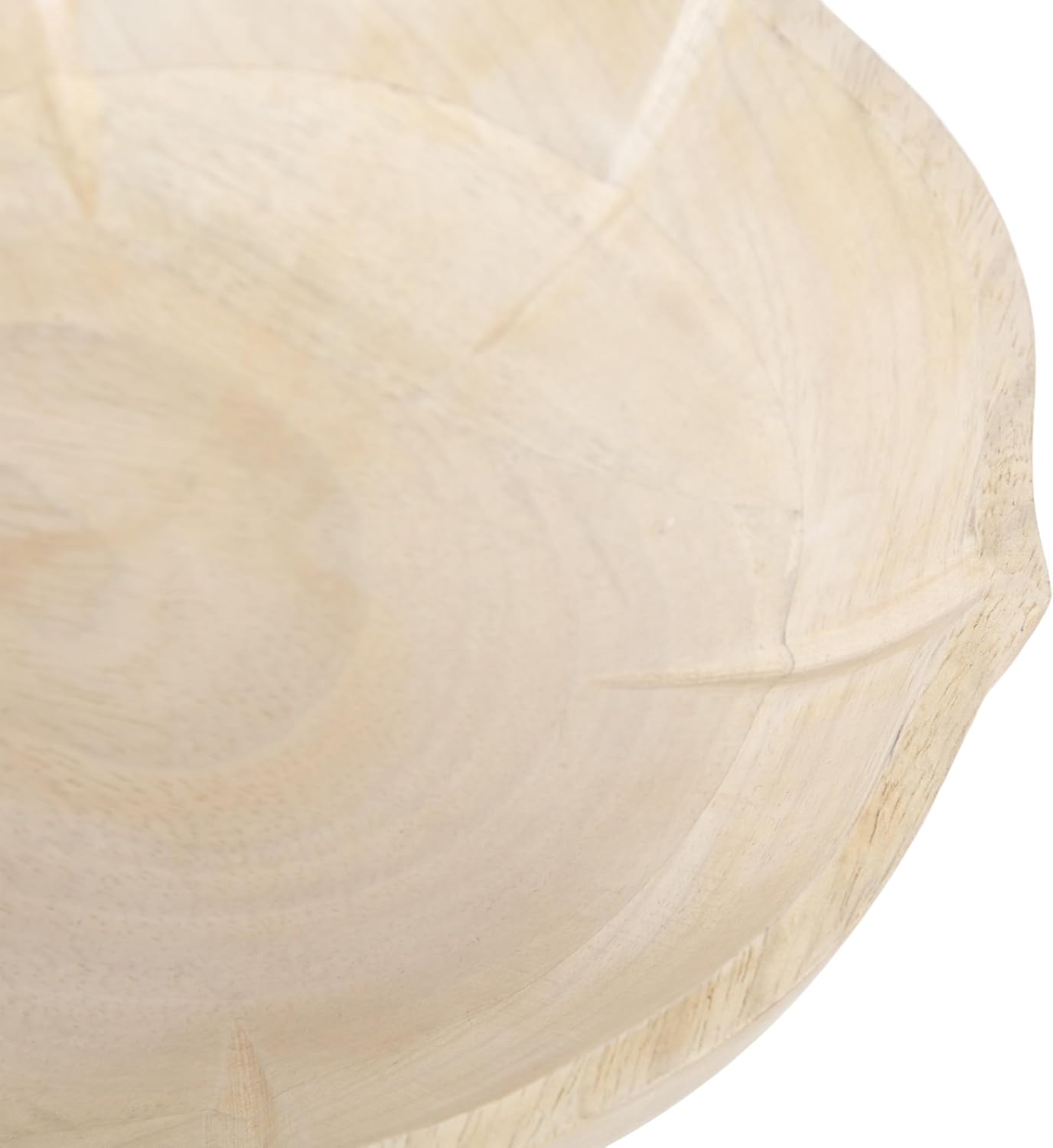 Kate and Laurel Lorah Decorative Carved Round Wooden Bowls; Set of 2; Light Natural; Modern Lotus-Shaped Food-Safe Fruit Bowls for Kitchen Counter or Use as a Key Bowl Set for an Entryway Table