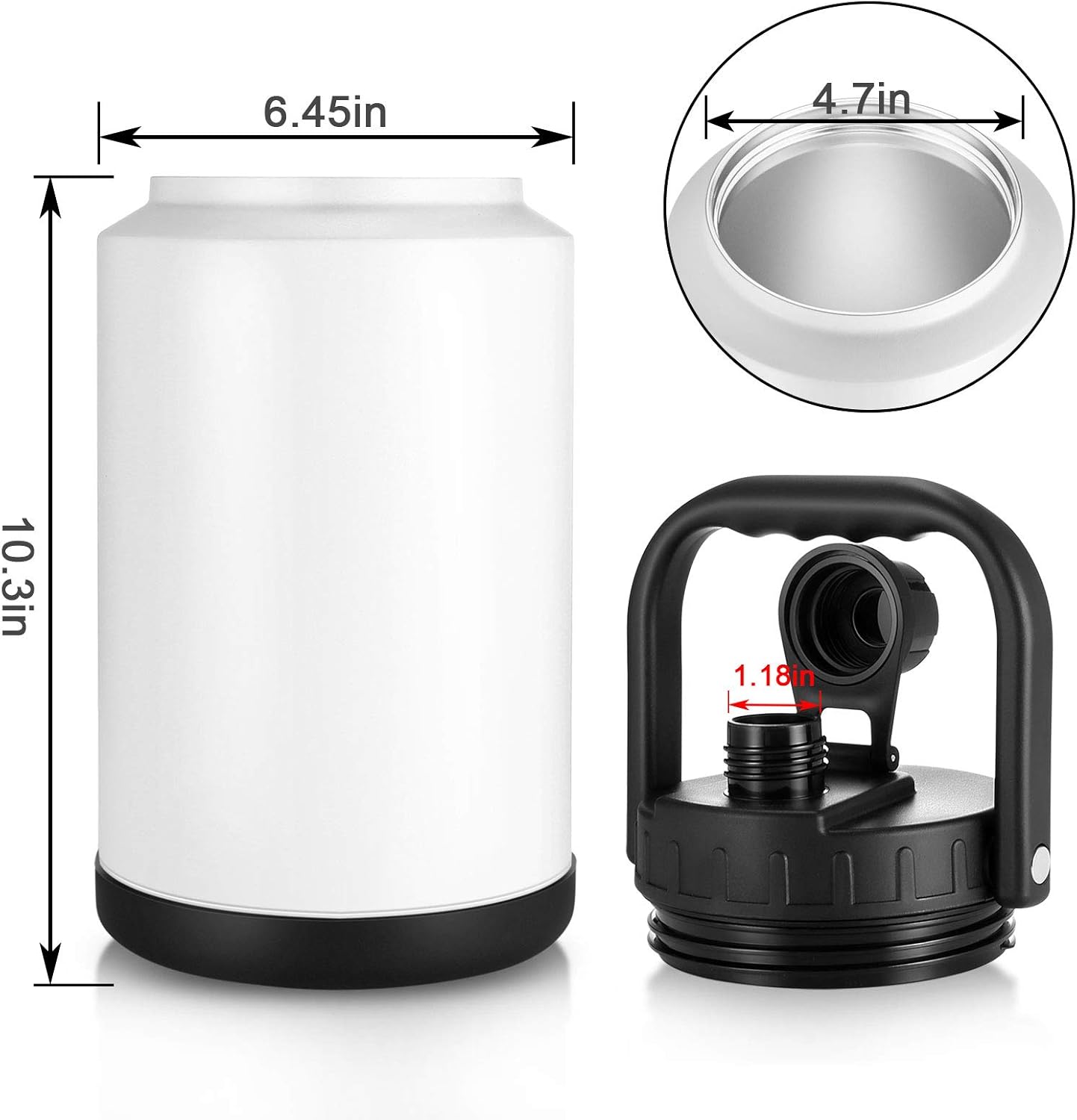 Frее Shірріng оƒƒеr Sursip One Gallon Vacuum Insulated Jug,Double-Walled 18/8 Food-grade Stainless Steel 128oz Water Bottle,Hot/Cold Thermo,Travel/Camping/Sports/Outdoor/Driving Choice(Black)