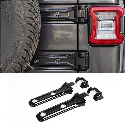 CheroCar for Jeep JL Tailgate Hinge Cover Spare Tire Bracket Rear Door Liftgate Trim Exterior Accessories for Jeep Wrangler JL JLU 2018-2022 UP Sport X Sahara Rubicon (Black)