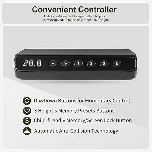 Miniatura 5 de BANTI Escritorio eléctrico de pie de 55 x 26 pulgadas con soporte para monitor, mesa de altura ajustable con tiras LED, muebles ergonómicos de