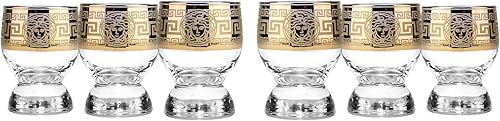 Victoria Bella Glasstar GS03416 - Vasos de chupito de 2 onzas 2.0fl oz con acento dorado, colección Beautiful Versailles, juego de 6