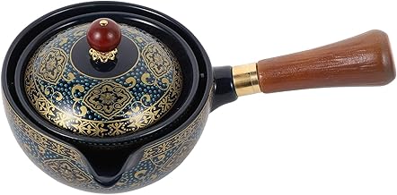 Ceramic Teapot Rotating Tea Maker: Teapot with Side Handle 360 Degree Rotation Kong Fu Teapot Chinese Tea Dispenser Vintage Teaware Tea Kettle for Loose Tea Making Tools
