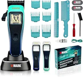 WMARK Aparadores de cabelo para homens, barbeiro profissional, kit de corte de cabelo, sem fio, motor vetorial Maglev, 10.000 RPM, DLC lâminas desbotadas, recarregável USB-C NG-X1 Polar