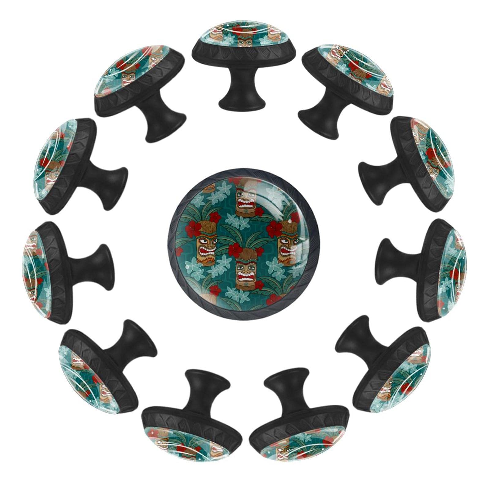 Boutons de tiroir ronds 35 mm Aloha Tiki Tropical pour commode enfant | Lot de 12