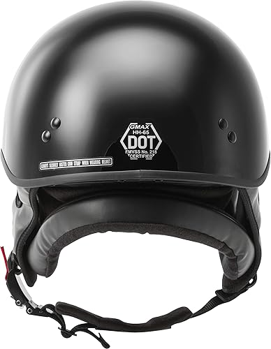 Miniatura 3 de GMAX HH-65 Naked Half Helmet (negro, grande) - Aprobado por FMVSS 218