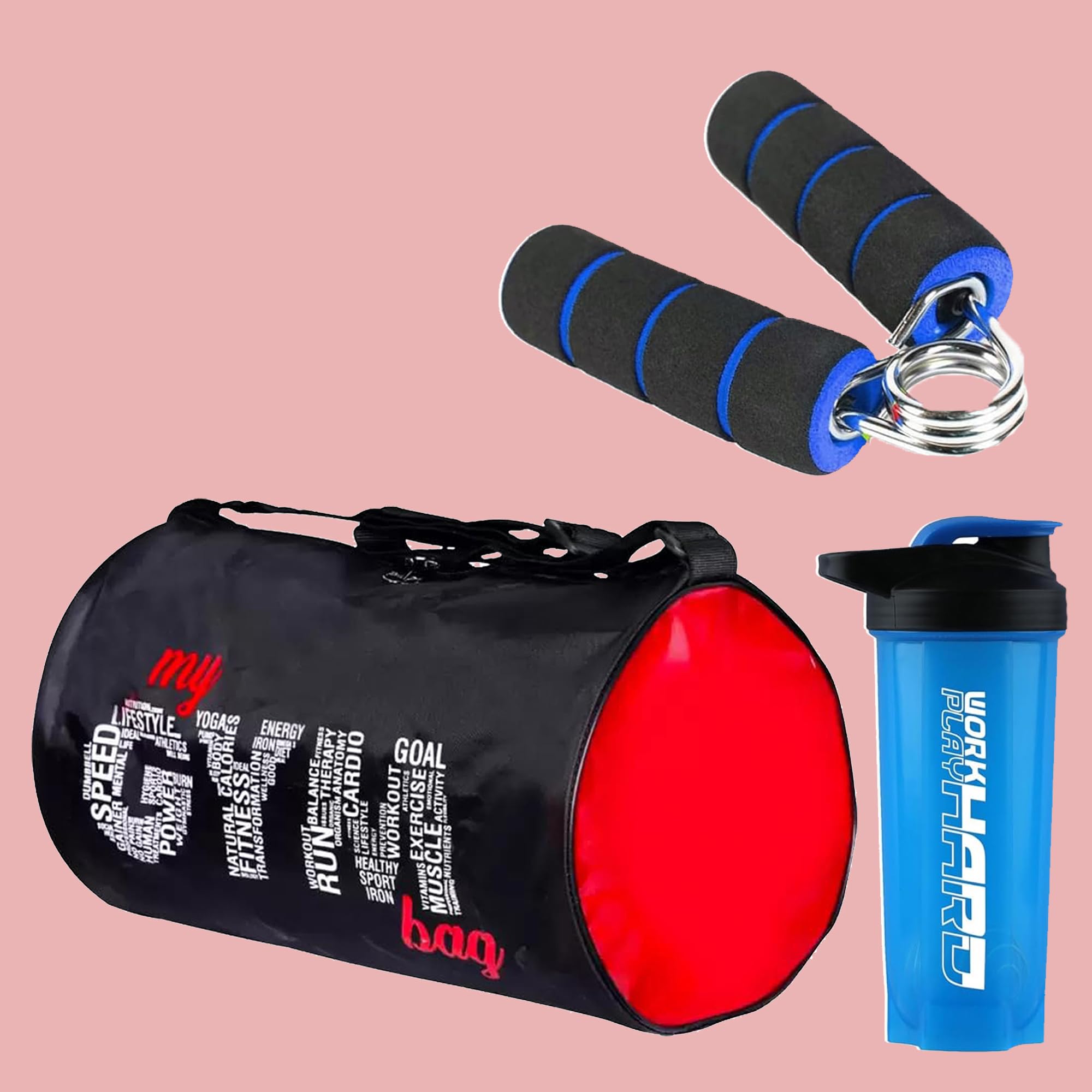 Gym Power Pack – My Gym Bag with BPA-Free Protein Shaker & Hand Strengthener Gripper (Blue)-image-15
