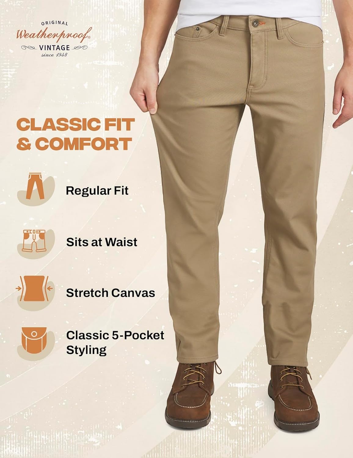 Weatherproof Vintage Fleece Lined Pants Men's - Regular Fit | Soft & Warm, Cold Weather Insulated Canvas Winter Pants for Men - Image 5