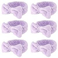 Vista 1 de WHAVEL - Paquete de 6 diademas de microfibra púrpura para spa, diademas con moño para lavar la cara, set de diademas faciales, diademas suaves