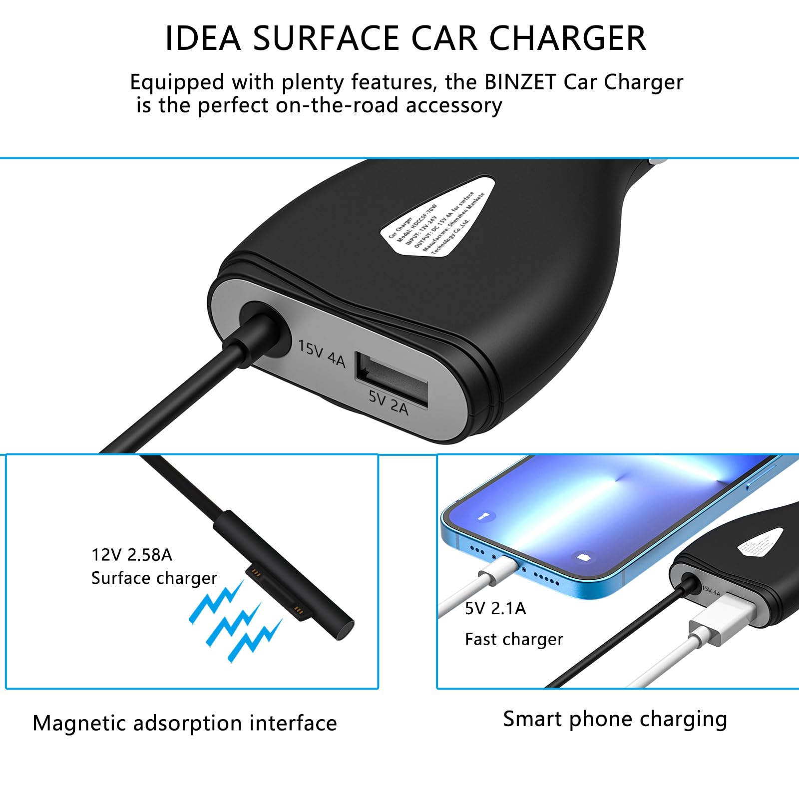 Amazon.co.jp: Surface 車用充電器 70W 15V 4A 電源 Microsoft Surface
