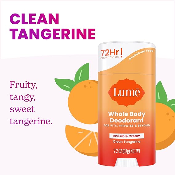Lume Whole Body Deodorant - Cream Stick - 2.2 oz, 2 pk (Clean Tangerine)