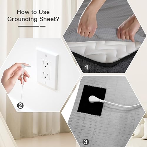 Miniatura 3 de Hoja de tierra para tierra, 95% algodón orgánico + 5% fibra de plata, sueño mejorado, alivio del dolor (60 x 80 pulgadas)