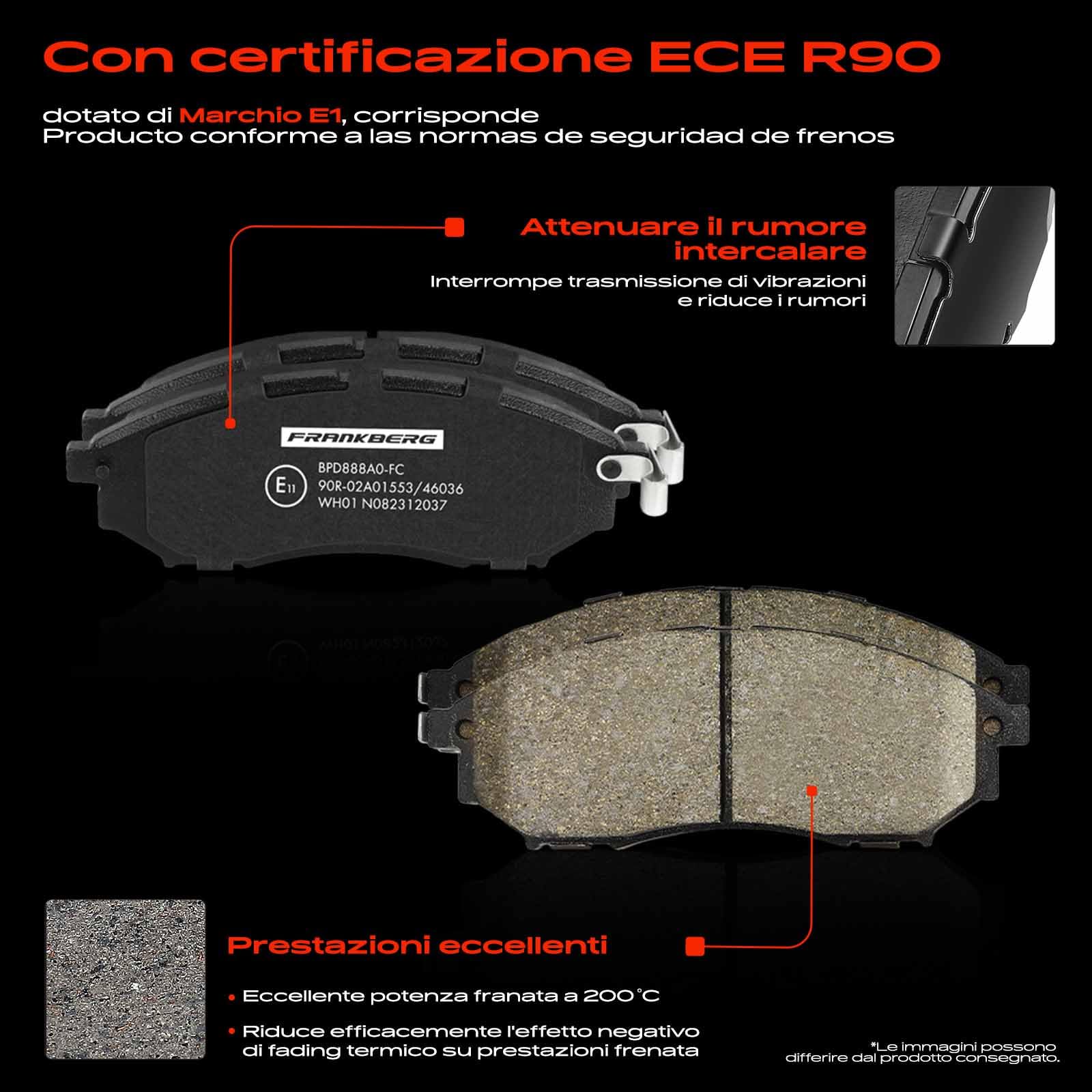 Frankberg Set freni incl. 2x Dischi Freno + 4x Pastiglie dei Freni Anteriore Compatibile con Qashqai +2 I J10 NJ10 1.6 1.5 dCi 1.6 dCi 1.6 dCi AWD 2.0 Replace# 41060AR090