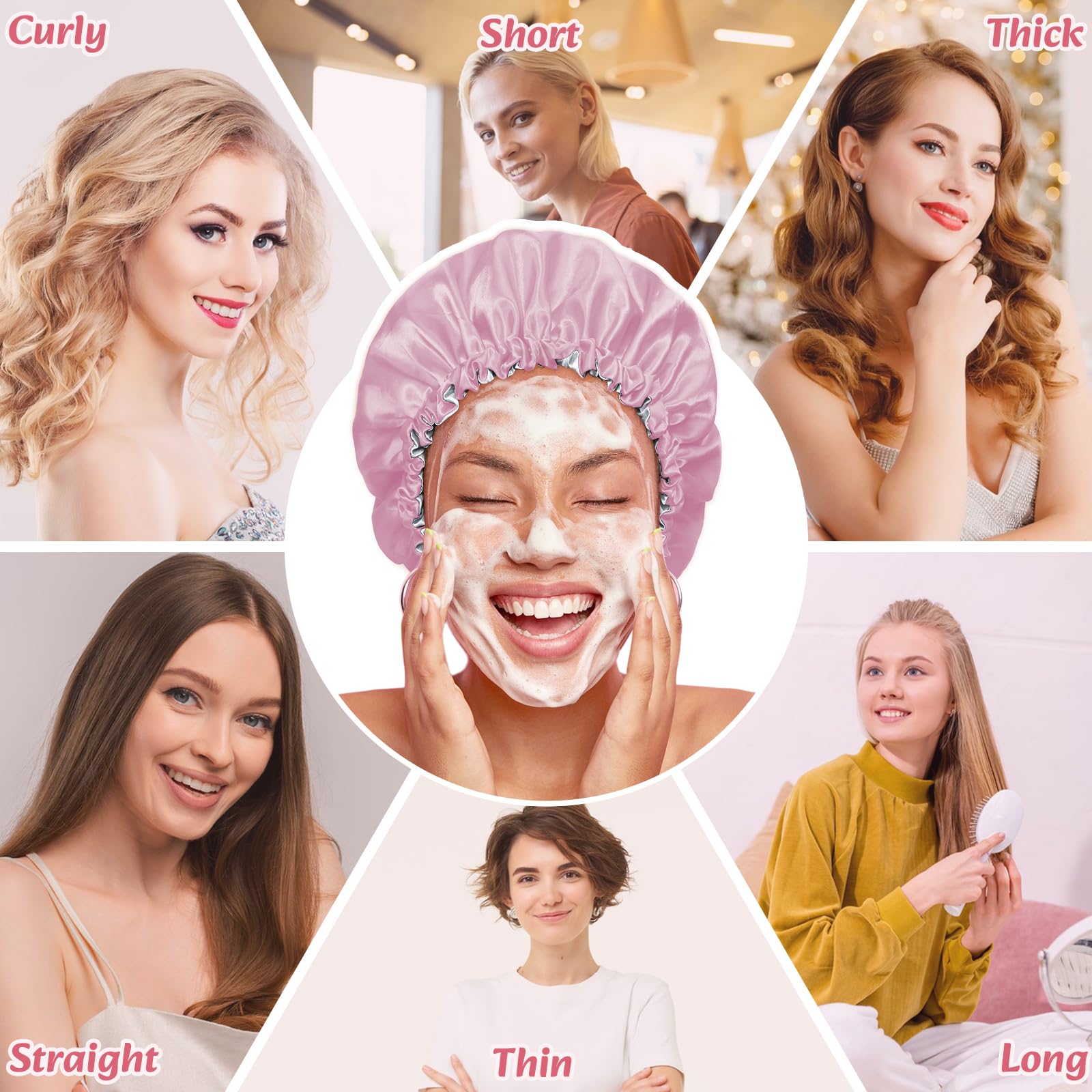 Euqvunn 2 Pezzi Cuffia Seta Capelli Notte, Regolabile con Ampia Fascia Elastica, Doppia Faccia a Due Colori Cuffia Seta Capelli Ricci, Adatto Protezione per Capelli Lunghi/Ricci