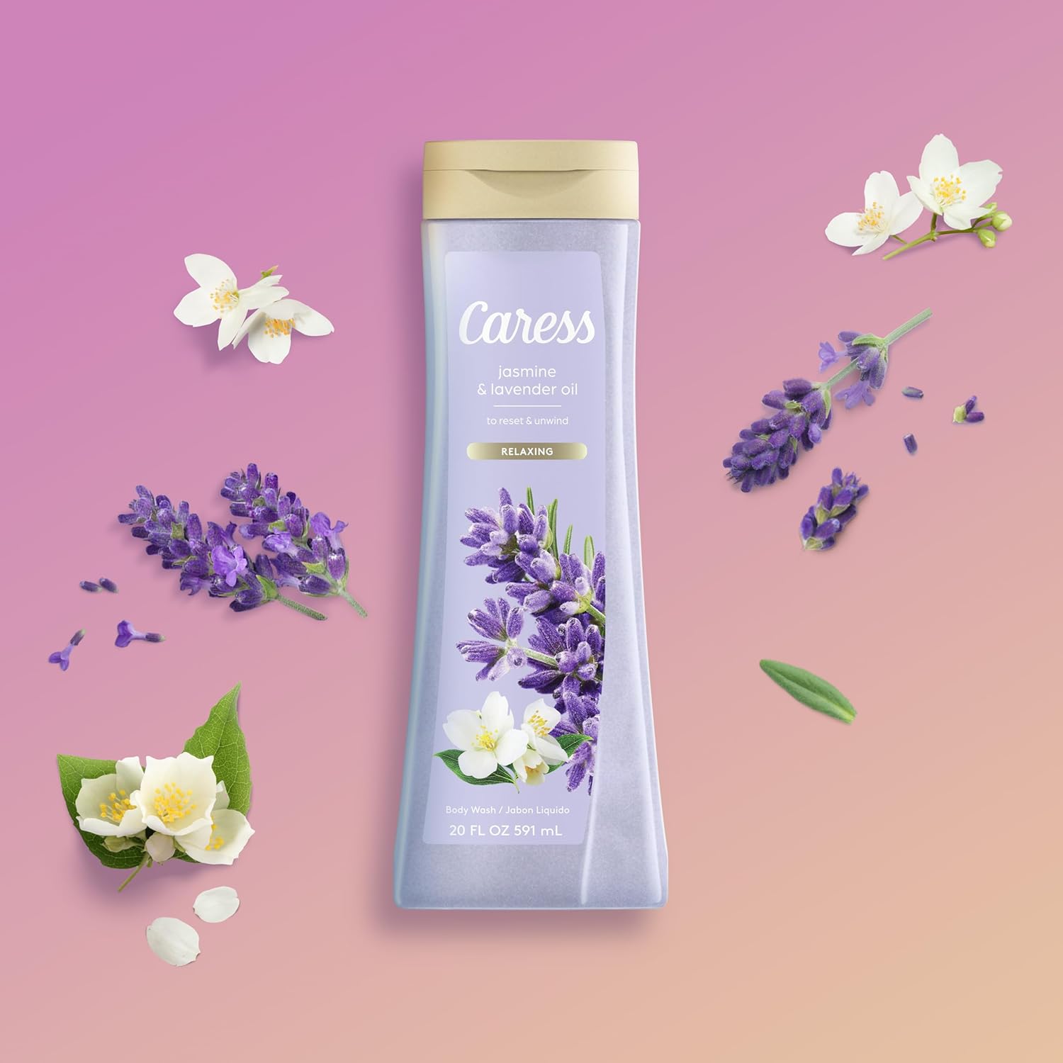 Caress Body Wash, Relaxing Jasmine & Lavender, 2-Pack – Reset & Unwind with Soft, Fragrant Skin, 20 Oz Ea