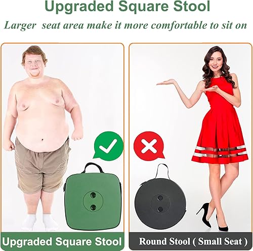 Miniatura 4 de Fishboy Taburete cuadrado plegable mejorado, capacidad máxima de 180 kg, ligero pero resistente, taburete portátil retráctil plegable telescópico