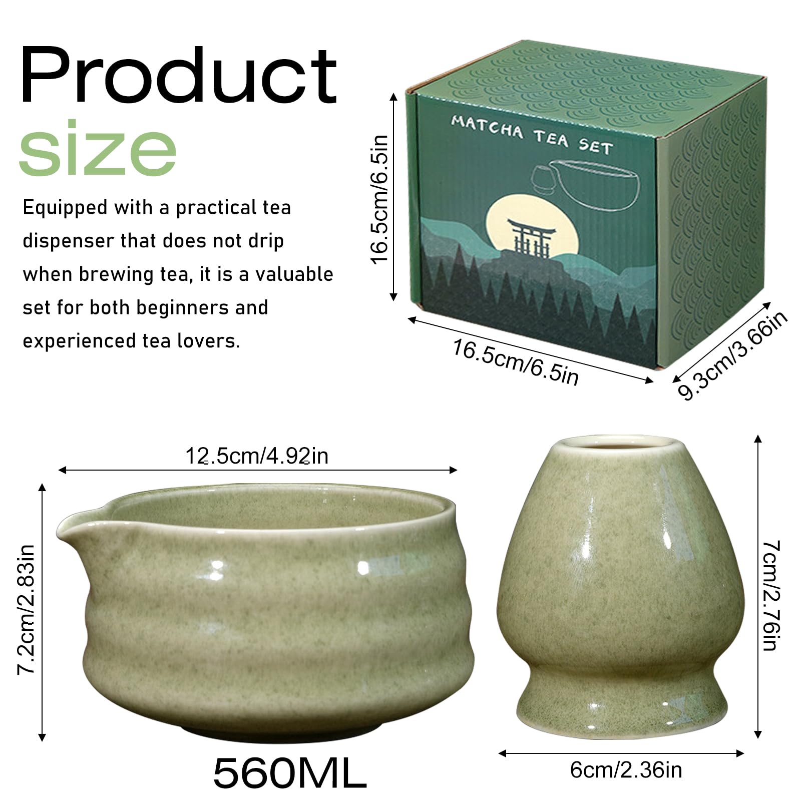 2 szt. miska matcha: 18 OZ ręcznie robiona matcha chawan miska matcha na ceremonię matcha miska ceramiczna matcha z dziobkiem, zielona