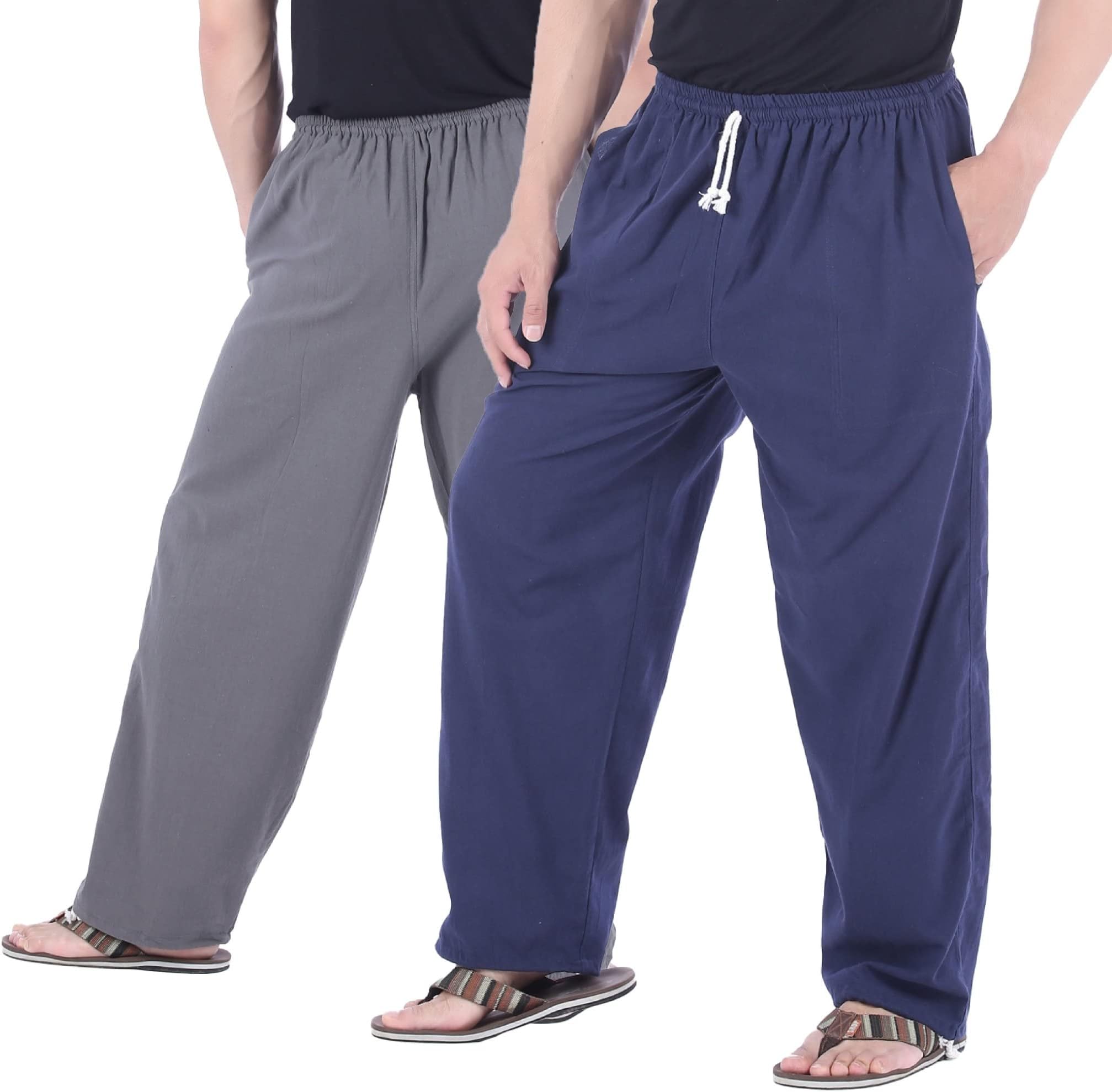 CandyHusky Men Lounge Pants Gray + Blue-L