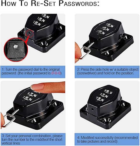 Miniatura 6 de VRESOURCING - Cerradura de combinación de gabinete sin llave, cerradura de combinación de 3 dígitos, cerradura de cerrojo, cerradura de seguridad