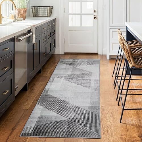 COZYLOOM Alfombra de pasillo moderna de 2 x 6 pulgadas geométrica abstracta envejecida para interiores entrada cocina antideslizante lavable