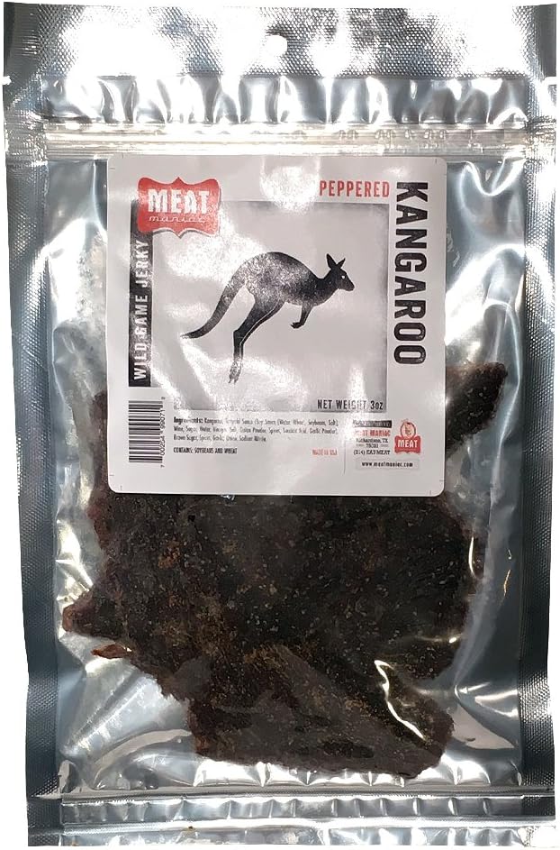 Meat Maniac Exotic Game Beef Jerky (Peppered Kangaroo Jerky 1.75oz)