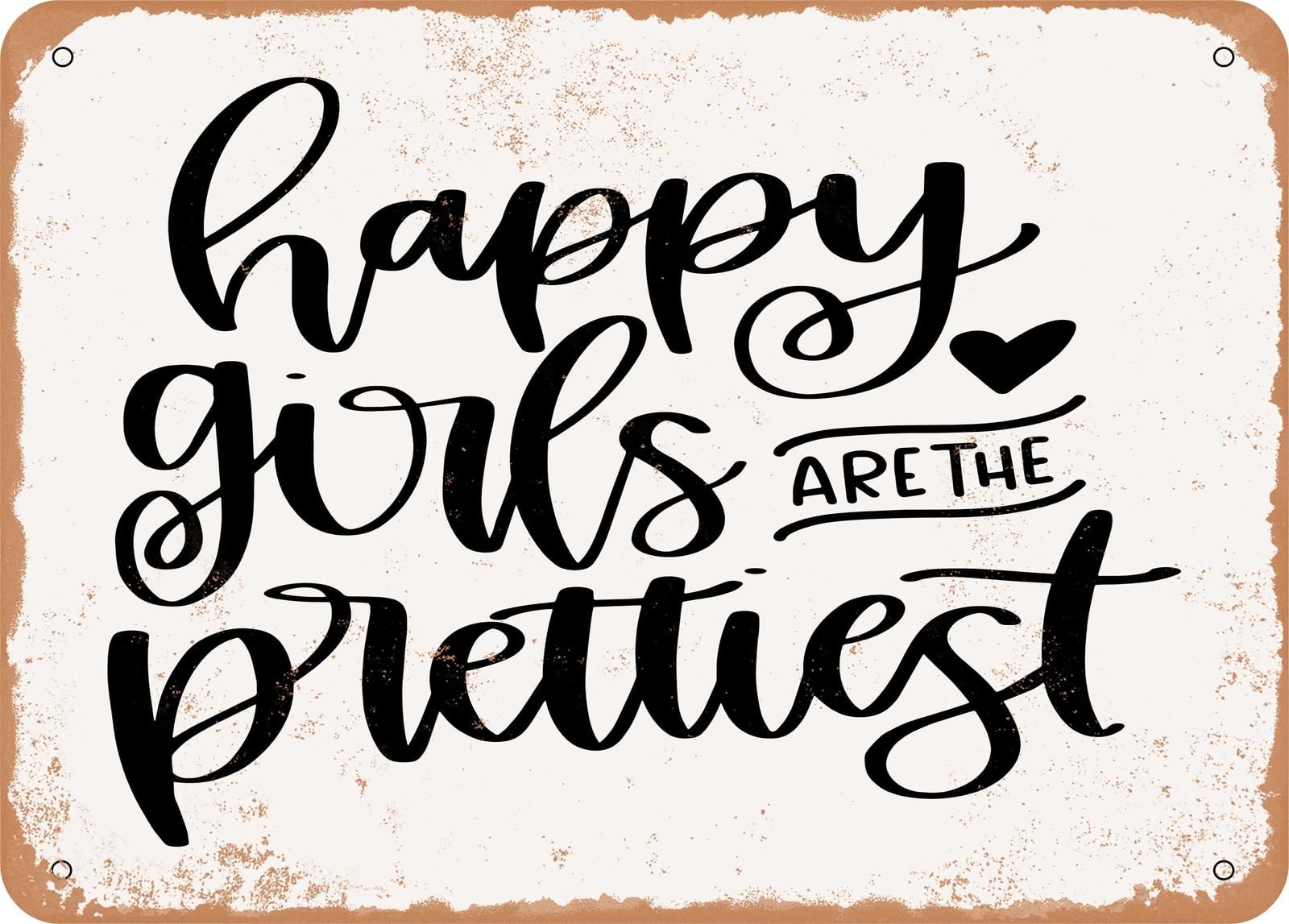 Miaomansenstore Girls Metal Sign - Happy - Vintage Look Sign Home Decor