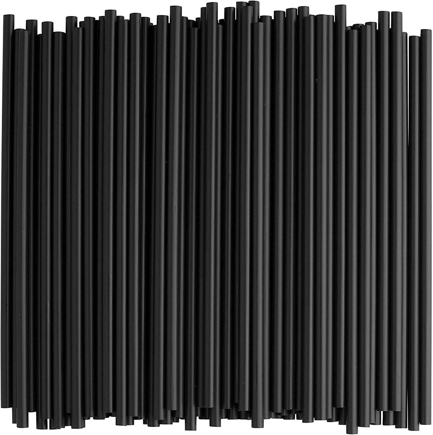 (1000 Straws) 7¾ inch Black Disposable Drinking Straws Pack of 500 per Box, 1/4" diameter Unwrapped Straws, 100% food-grade, BPA-free polypropylene (1000)