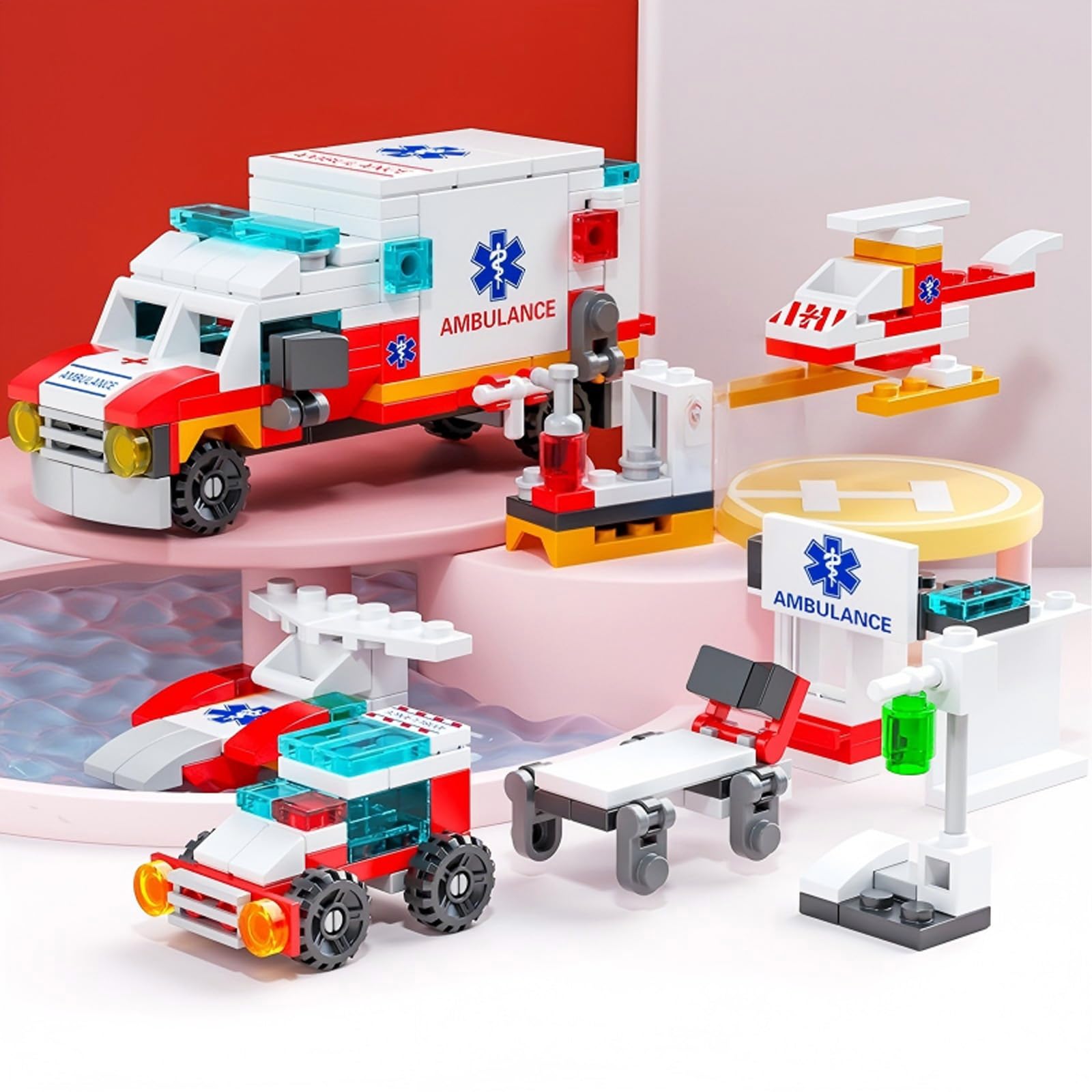 Ambulance Building Blocks Toy (122 Pieces) – 7 in 1 Emergency Vehicle Set, STEM Learning Creative Play, DIY Construction Toy for Kids Ages 6-12, Gift for Boys & Girls