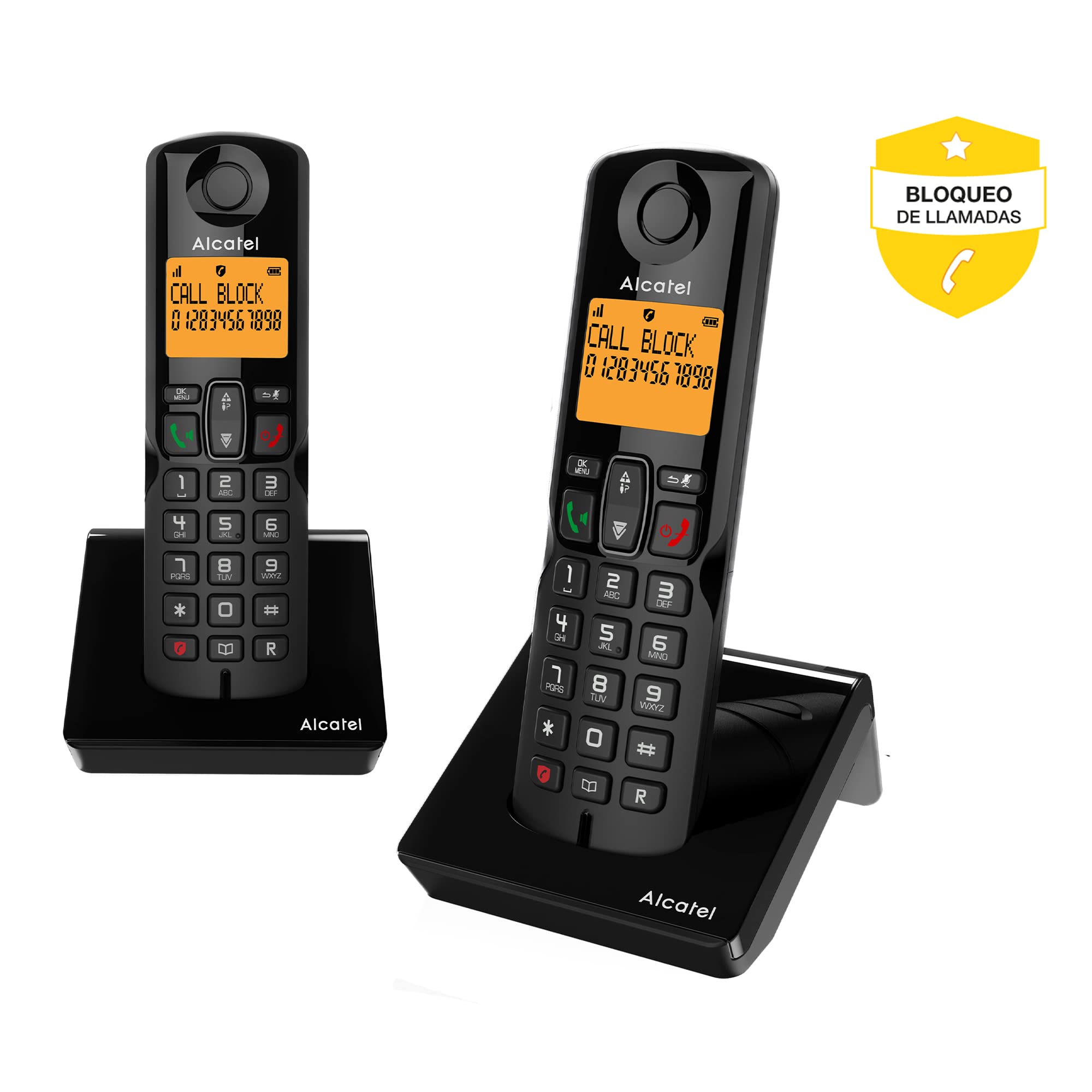 Alcatel S280 Duo Schwarz, Duo-Schnurlostelefon, Freisprecheinrichtung, Telefonbuch mit 50 Namen und Nummern, Funktion zum Blockieren von unerwünschten Anrufen
