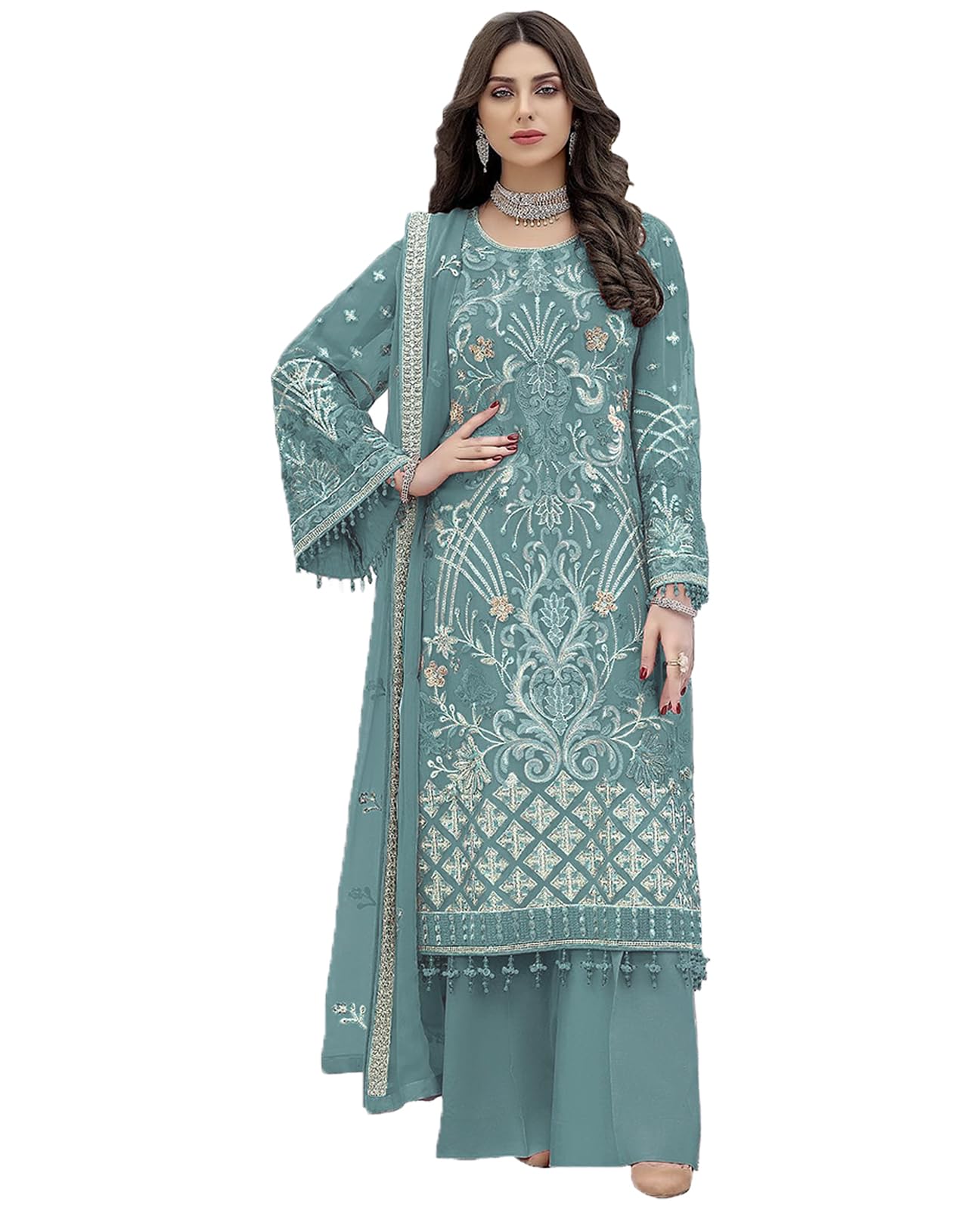 iyalafab Women's Georgette Semi Stitched Salwar Suit In Purple1 Colour SF171819-picture-49