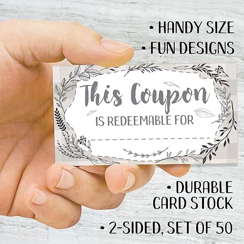 Miniatura 6 de Botanicals - Juego de 50 tarjetas de cupón - Vales en blanco para tarjetas de regalo - Ideal para suministros de pequeñas empresas, regalo para