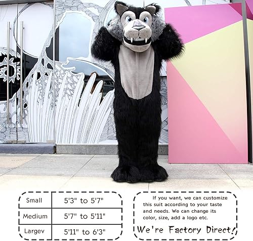 Miniatura 7 de Disfraz de mascota de lobo gris de lujo para adultos para hombres y mujeres, Halloween, fiesta de Navidad, juego escolar