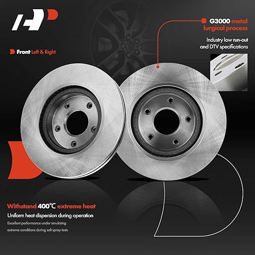 Miniatura 5 de A-Premium Kit de rotores de freno de disco ventilados delanteros de 11.65 pulgadas (11.654 in) + pastillas de cerámica compatibles con modelos